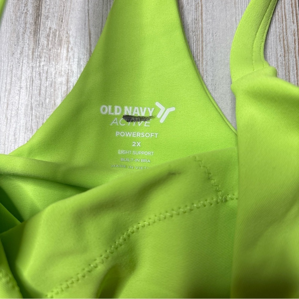 (Sold)Old Navy Active Powersoft Long Line Sports Bra Top Plus Size 2X Neon Green - Picture 2 of 15